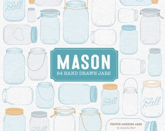 Professional Mason Jar Clip Art / Jar Vectors - Mason Jar Clipart, Glass Jar Clipart, Preserve Jar Clipart, Jam Jars, Mason Jars, Glass Jars
