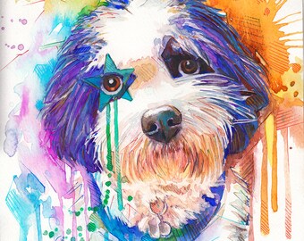 Custom Pet Portrait , Original watercolor painting Custom pet portrait watercolor painting, Custom portrait, Pet portrait Dog portrait
