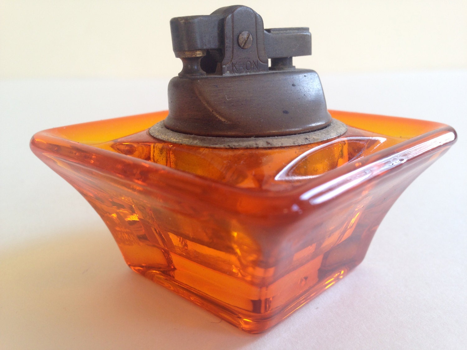 Vintage 1960s VIKING Glass LIGHTER Orange Art Glass Kron