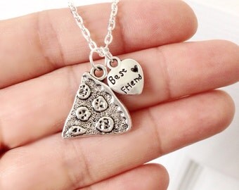 Best Friends Pizza Necklace, Pizza Slice Necklace, Pizza Jewelry, Food Jewelry, BFF Best Friends Jewelry, Fun Gift Idea Under 15 Pizza Lover