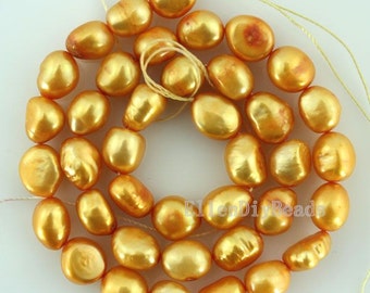Baroque pearl Freshwater Pearl Potato Loose Pearl Golden Yellow Color 8-9mm 36pcs Full Strand Item No-BP010