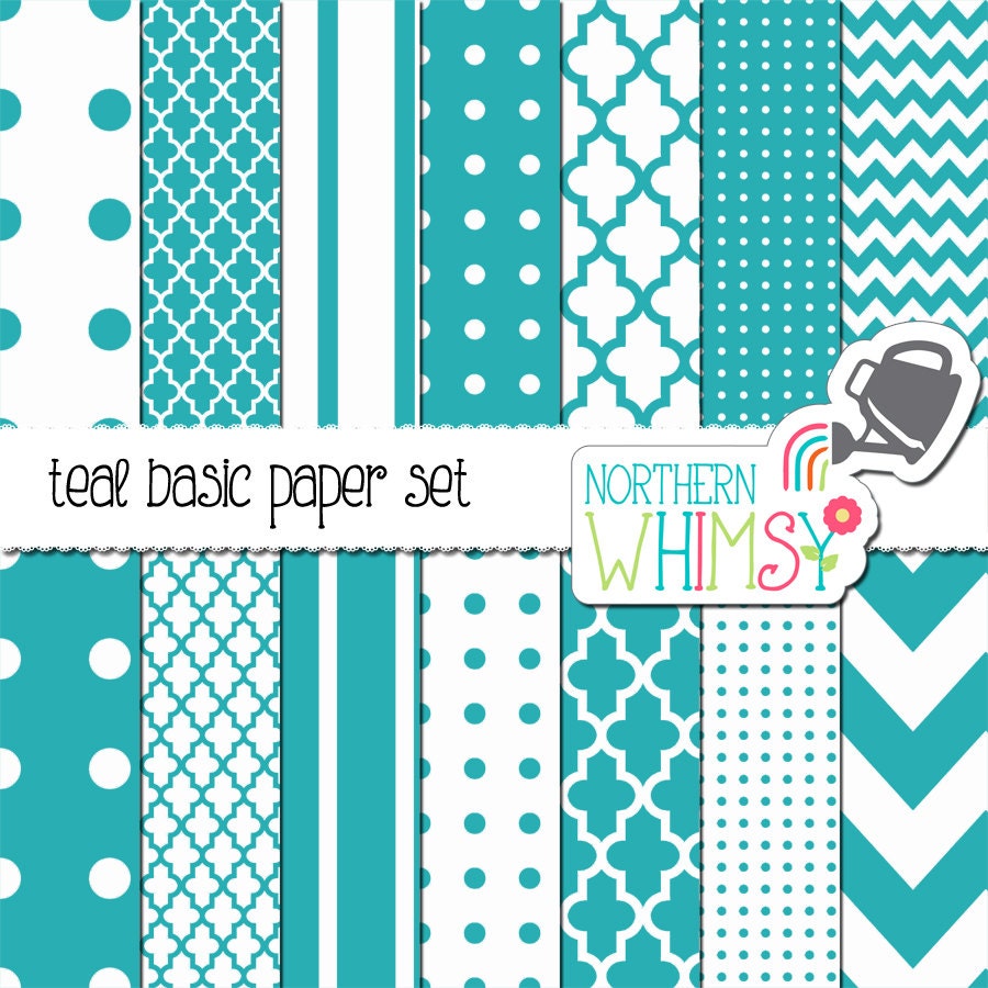 Teal Digital Paper Pack teal blue paper by NorthernWhimsyDesign