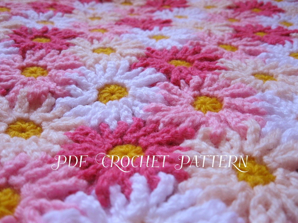 Crochet Pattern EVERLASTING DAISIES Blanket / Afghan / by kuuyu