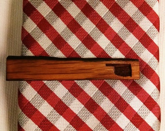 Oklahoma Engraved Tie Bar Crafted from Prairie Wine Barrel Stave