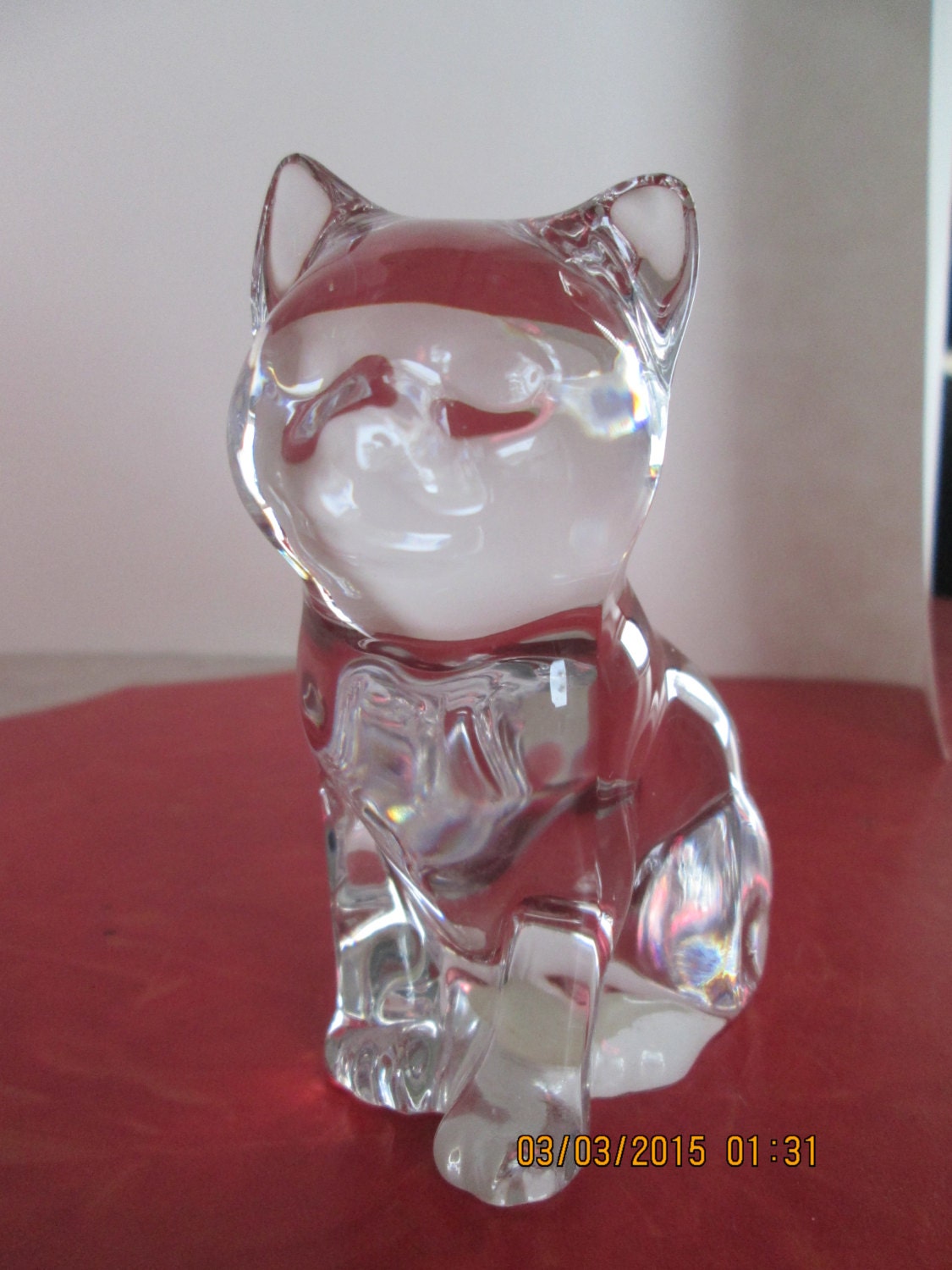 vintage Princess House Lead Crystal Cat Figurine by VintageVeneers