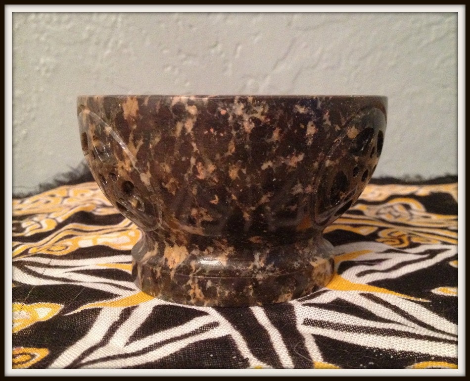 Dark Brown Pentacle Soapstone Mortar & Pestle Altar Supplies