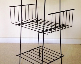 Wire Magazine Rack Bookshelf Plant Stand Mid Century Modern Retro