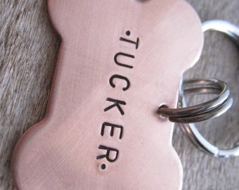 Classic Dog Bone ID Tag- Hand Stamped Pet ID Tag - Personalized Pet/Dog Tag - Dog Collar Tag - Engraved Dog Tag - Handsatmped Pet Tag