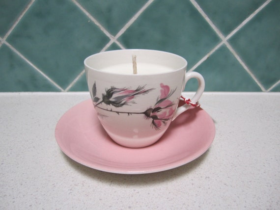 Lime and and  Cup  cup saucer Vintage in Soy Pink Saucer and vintage a candles Candle  Coconut