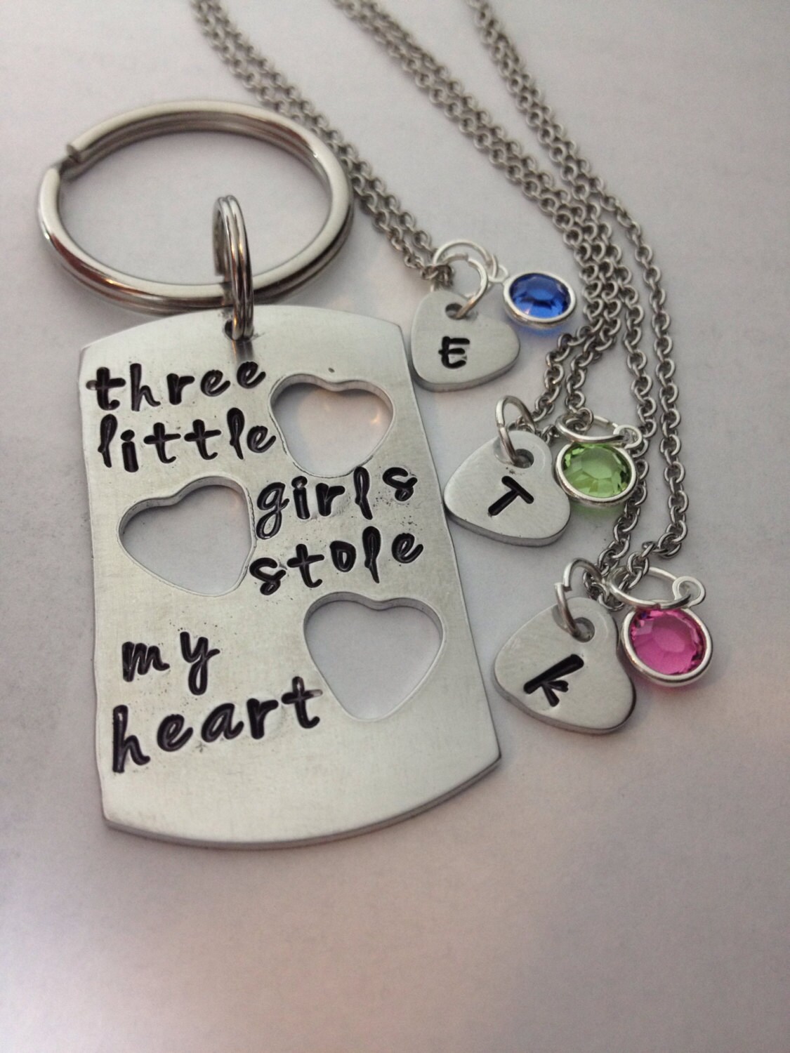 Personalized Three Little Girls Stole My Heart Dog Tag And