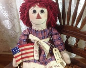 raggedy Ann doll, Americana raggedy Ann, rag doll, primitive raggedy, raggedy Ann and Andy, raggedy Anne, American doll,
