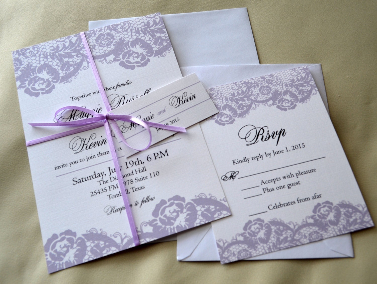 Elegant Lace Invitation Romantic Lace Invite Lavender