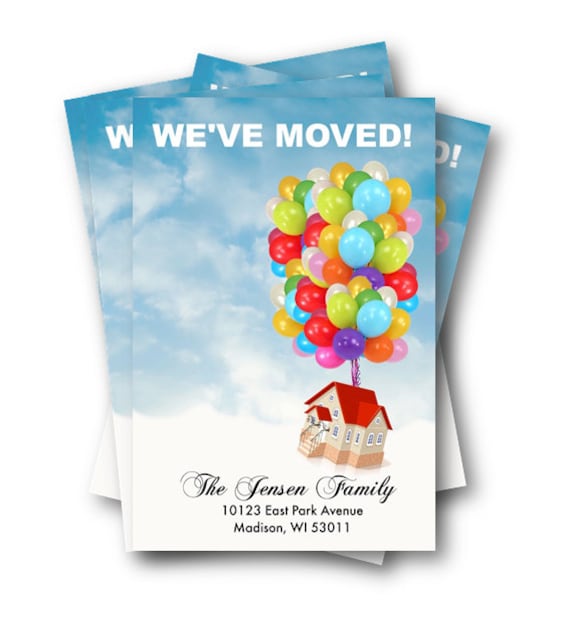 Items similar to Moving Announcement - up balloons with house DIY ...