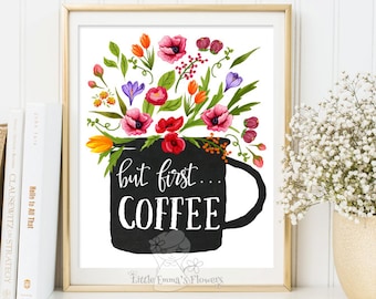 but first coffee print kitchen printable wall art decor poster kitchen decor calligraphy print digital quote wall art instant download 6-4