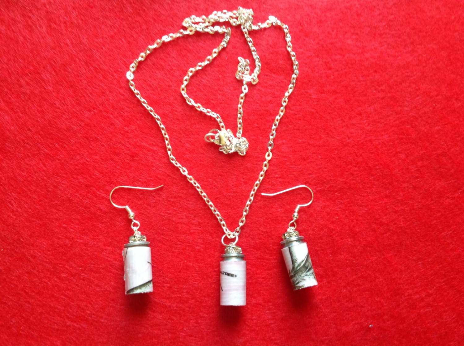 Pink earrings and necklace set