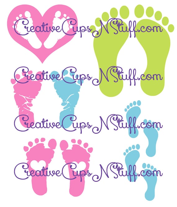 Download Items similar to Footprints with Hearts - Feet - Baby - SVG, EPS, DXF Files for Cricut ...