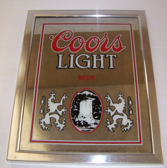 Vintage Coors Light Mirror Beer Sign Coor by