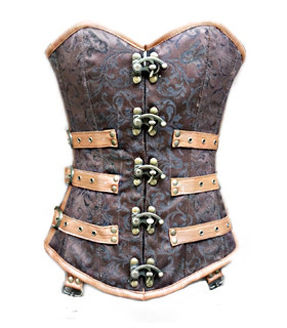 Brown Sexy Overbust Corset Top Waist Cincher