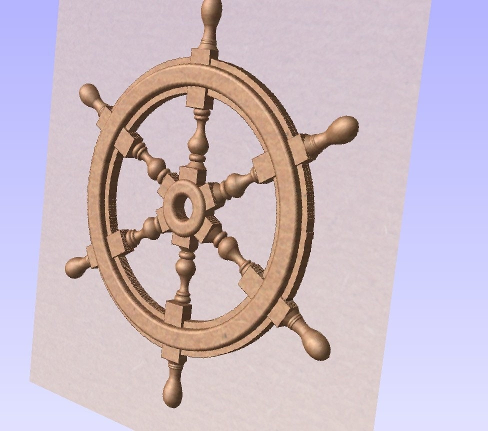 Ships steering wheel STL relief file 3D model printer CNC