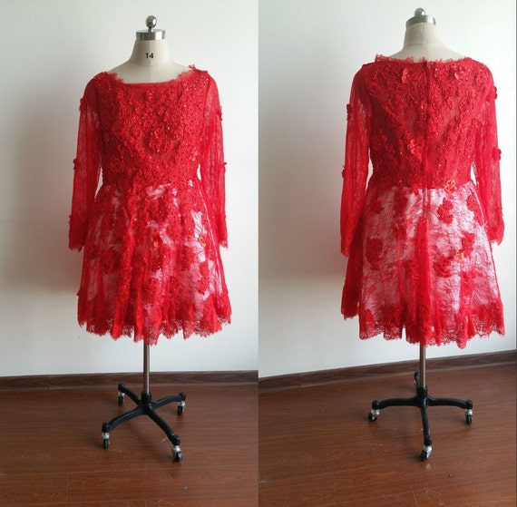 Red Lace Evening Dresses-Short Evening Dress-Evening Dress Plus Size ...