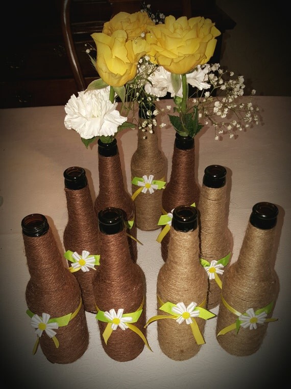 beer bottle twine vases