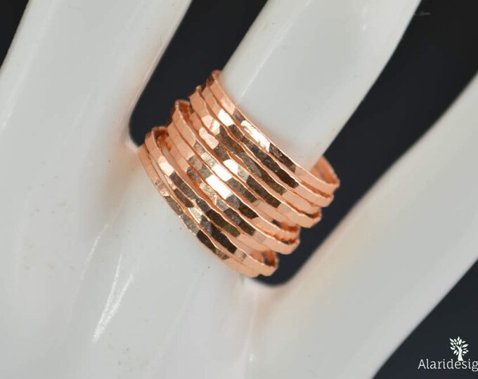 Set of 5 Super Thin Golden Rose Silver Stackable Rings, Rose Silver Ring, Rose Gold Stacking Rings, Thin Rose Gold Ring, Rose Gold Ring Set