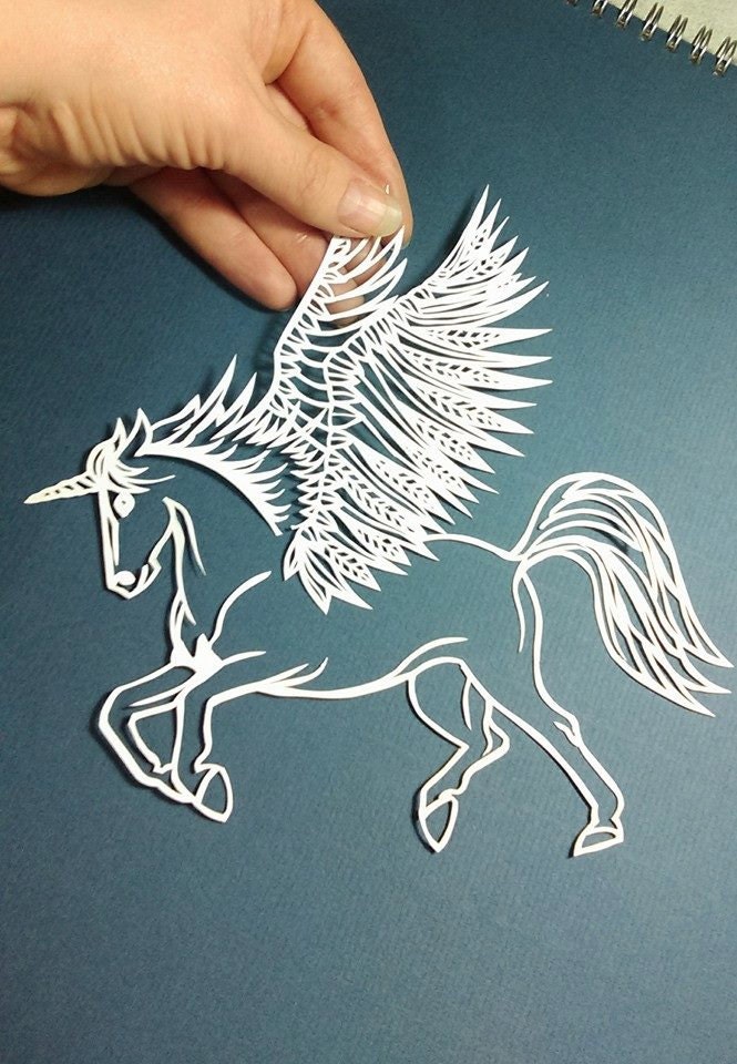unicorn winged horse pegasus papercut template pdf download