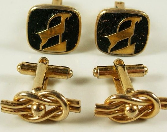 Storewide 25% Off SALE Lovely Collection of four silver and gold vintage designer style cuff links perfect for a well dressed professional