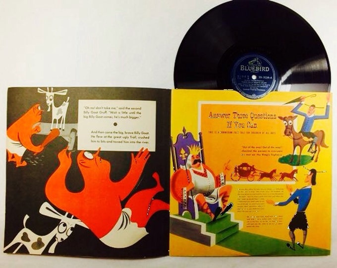 Storewide 25% Off SALE Rare Victor Library of Children Records "The Three Billy Goats Gruff & Answer Three Questions If You Can" by Gudrun T