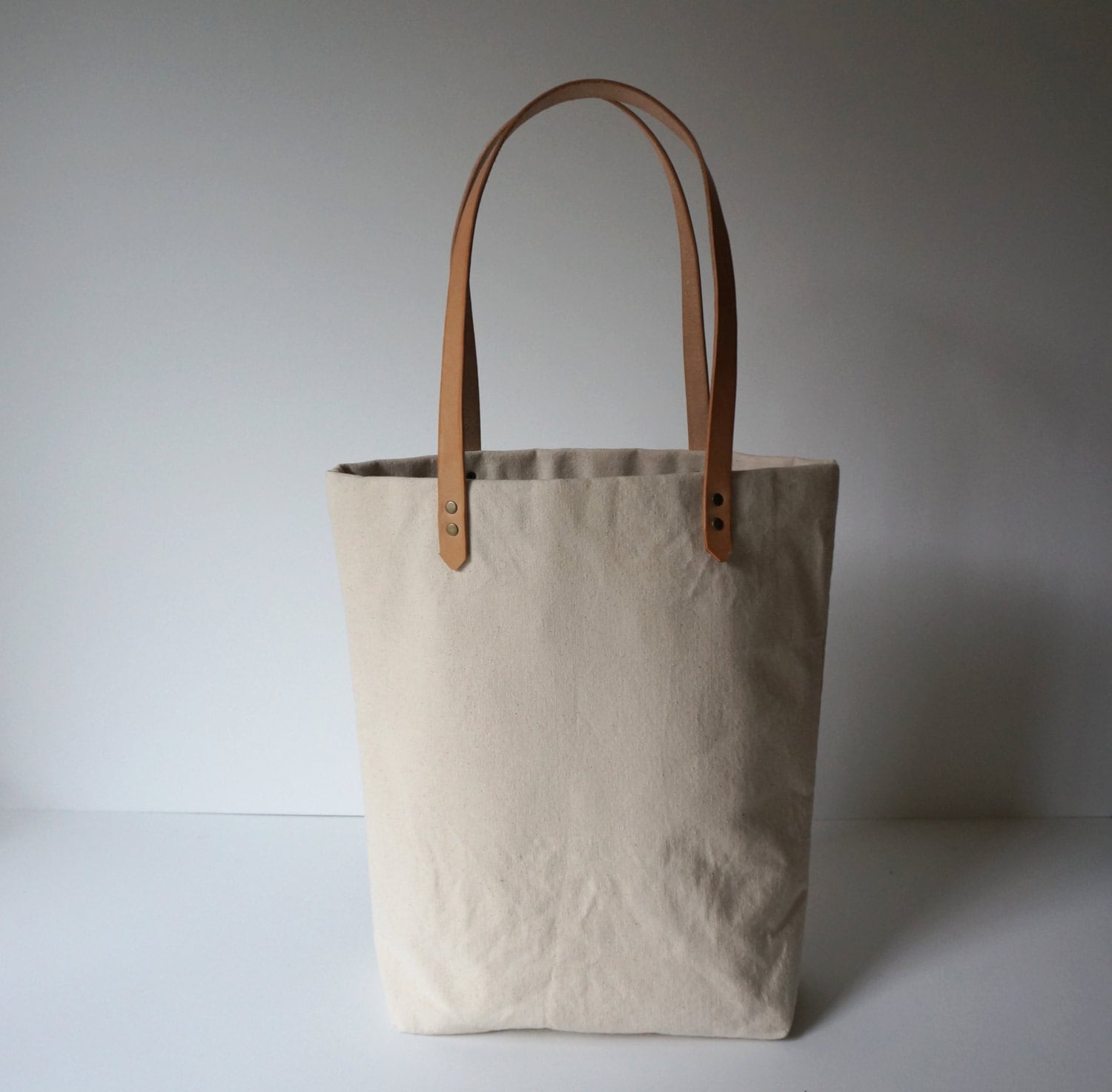 Simple Canvas Tote with Leather Straps by UmbrellaCollective