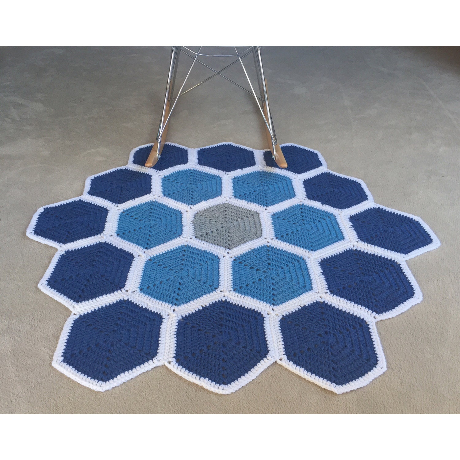 Handmade Crochet Floor Rug Hexagon by AshandKay on Etsy