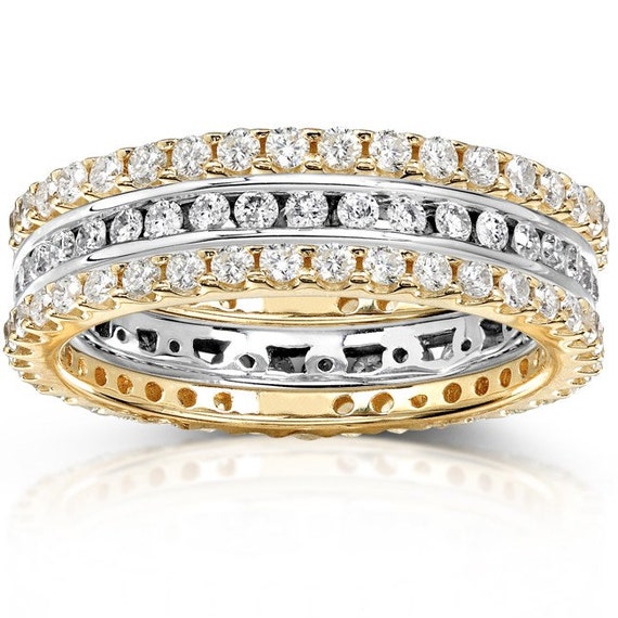 Stacked Collection Three Diamond Eternity Bands 1 1/2 Carat