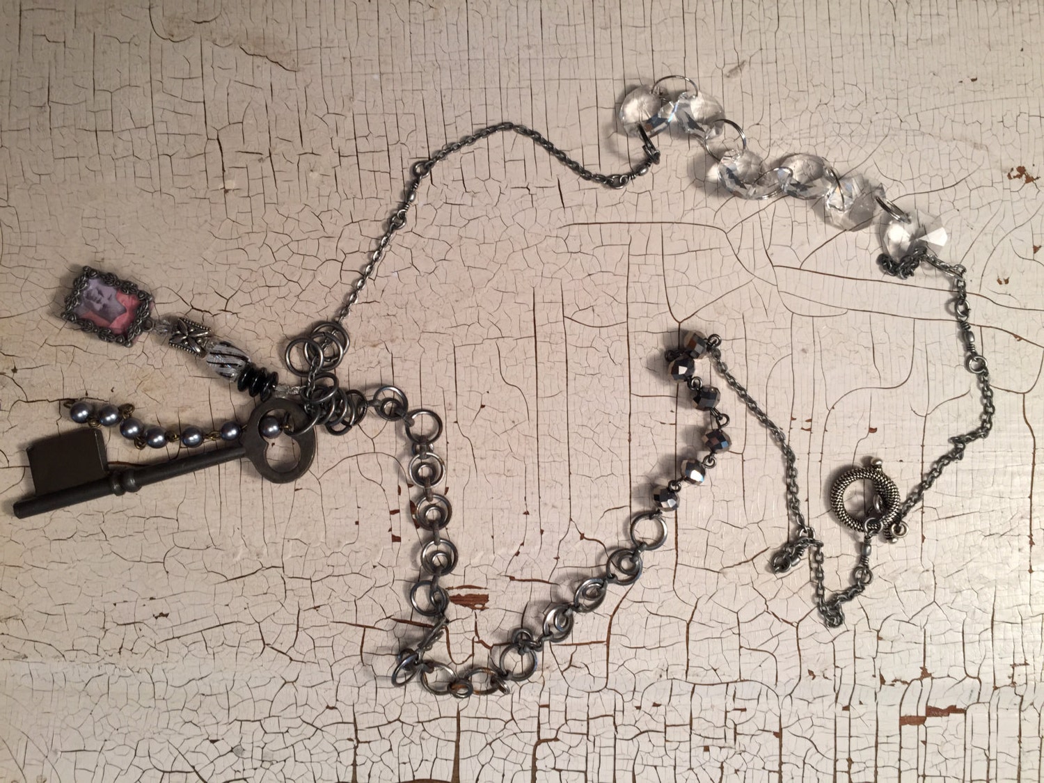 Steampunk antique key necklace