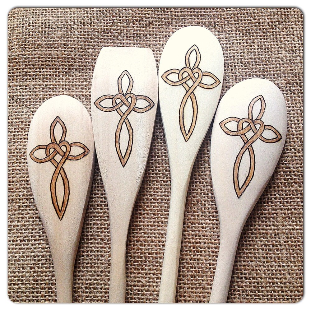 Custom Wood Burned Celtic Cross Spoons Wooden by SueMadeThat