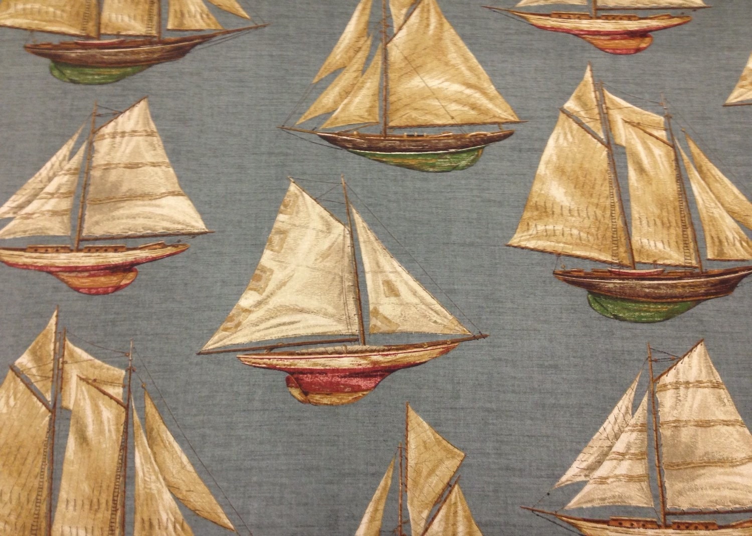 Sail Boats Upholstery Fabric Nautical Decor Sailboat