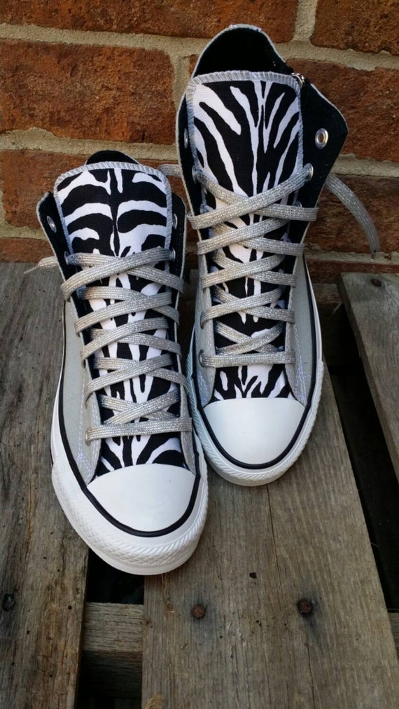 Items similar to Custom Zebra print converse on Etsy