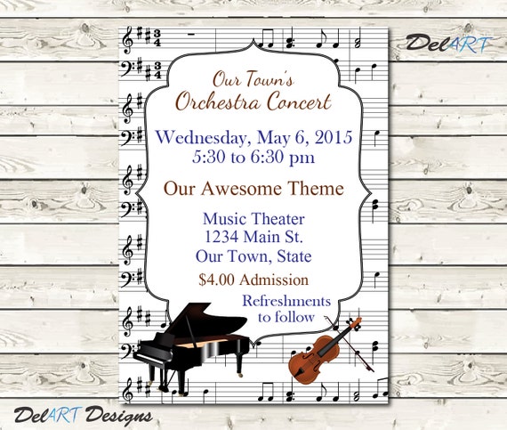 Orchestra Concert Invite, Piano Recital Invitation, Music Recital ...