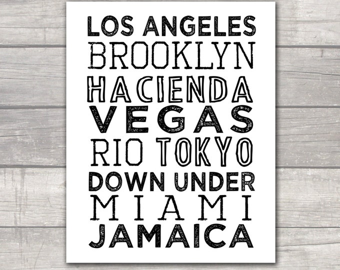 Custom Subway Print - Modern Affordable Art - Vacation, Anniversary, Kids, Cities, States, Completely Customizable Gift