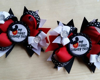 My First Disney Trip girl hair bows. Set of 2. Perfect for piggy tails :) 1st disney vacation