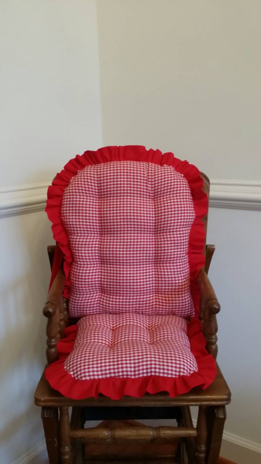 Gingham High Chair Cushions Highchair Pads Wooden High Chair