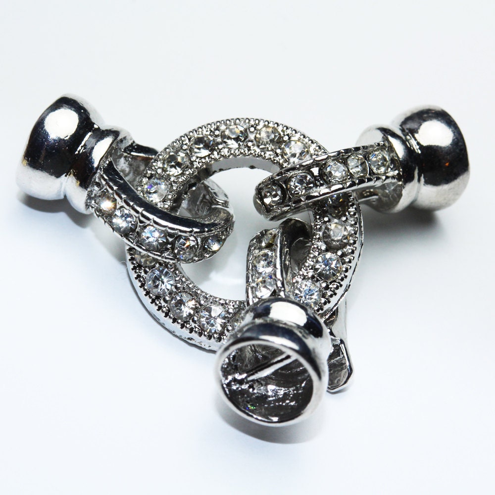 1pc Jewelry Findings Rhodium plated Brass with Rhinestone Fold