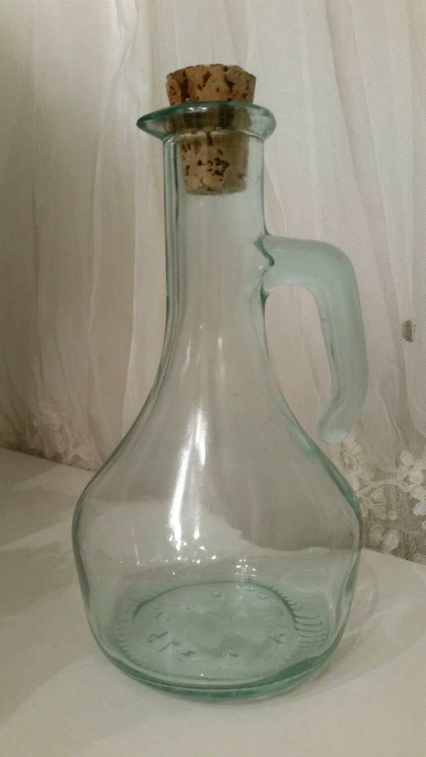 Vintage Mint Teal Aqua Glass Corked Vinegar Jug Cruet Wine from Italy ...