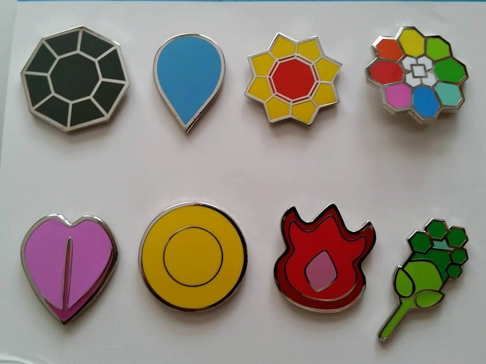 Pokemon Gym Badges Hat Pin Set not Cartoon by LegalLeafDesigns