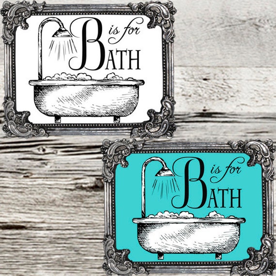 Items similar to 2 Bathroom Vintage Tub Wall Art Downloadable Printable ...