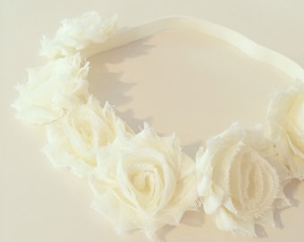 Ivory Flower Crown Headband | Ivory Flower Crown Headband for Baby Toddlers Girls Adults, Cream Ivory Flower Girl Crown, Baptism Birthday