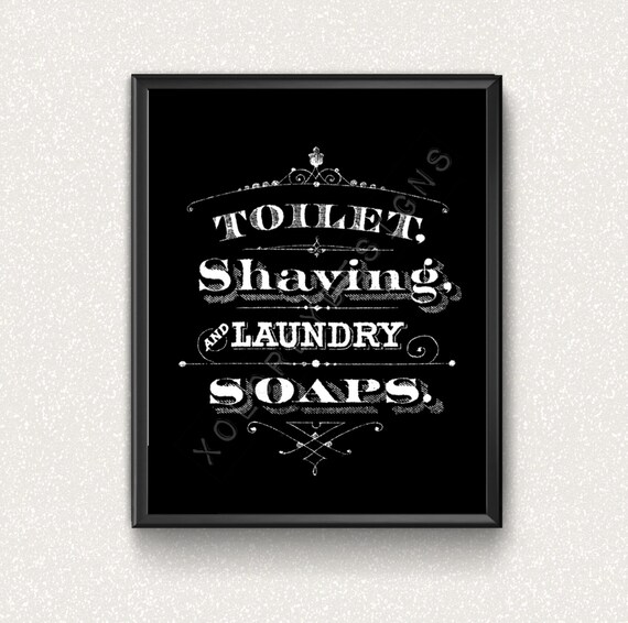 8x10 Vintage Bathroom Printable White on Black by xoLoreyDesigns