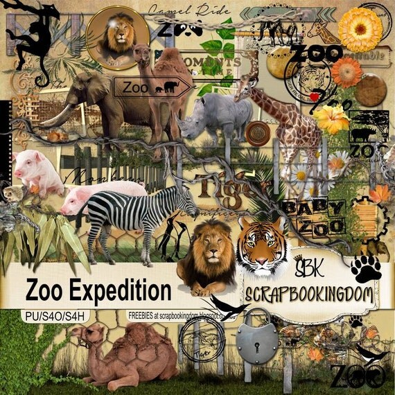 Digital Scrapbook Kit ZOO EXPEDITION Elephant by Scrapbookingdom