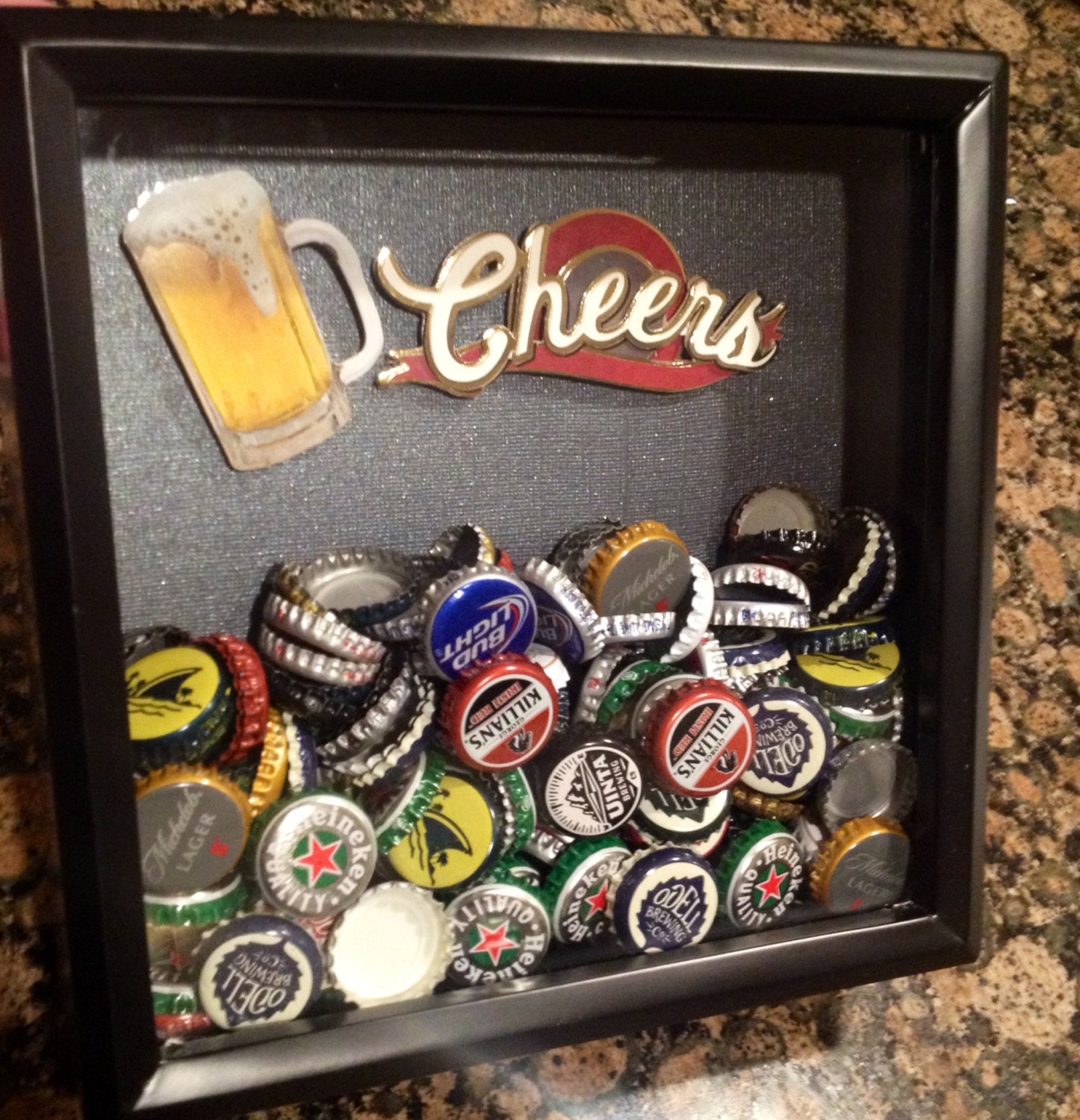 8x8 Beer Bottle Cap Holder Shadow Box for the Beer Lover in