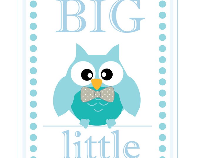 Nursery Poster . Printable Owl nursery poster. Boy nursery. Light blue owl nursery wall art. Dream Big Little One. Instant Download Poster