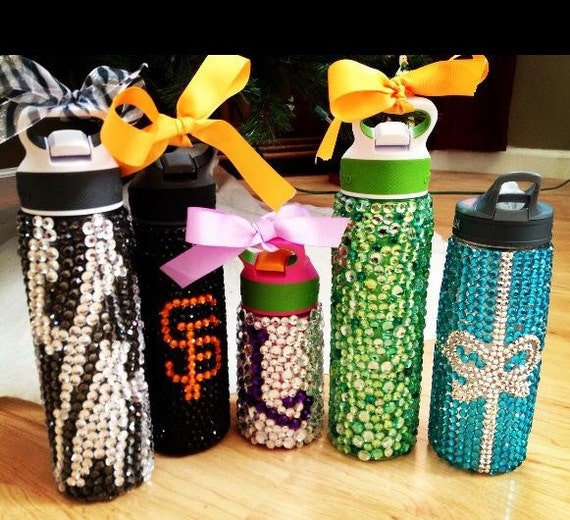Rhinestone Water Bottle by SparklingWaterNV on Etsy